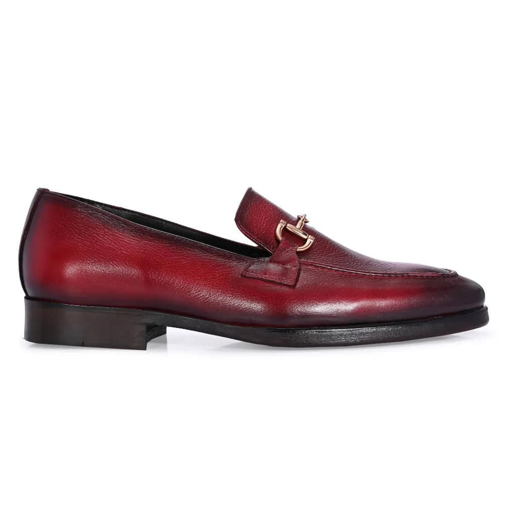 Luxora: Men’s Hand-Painted Leather Loafers with Gold Horsebit