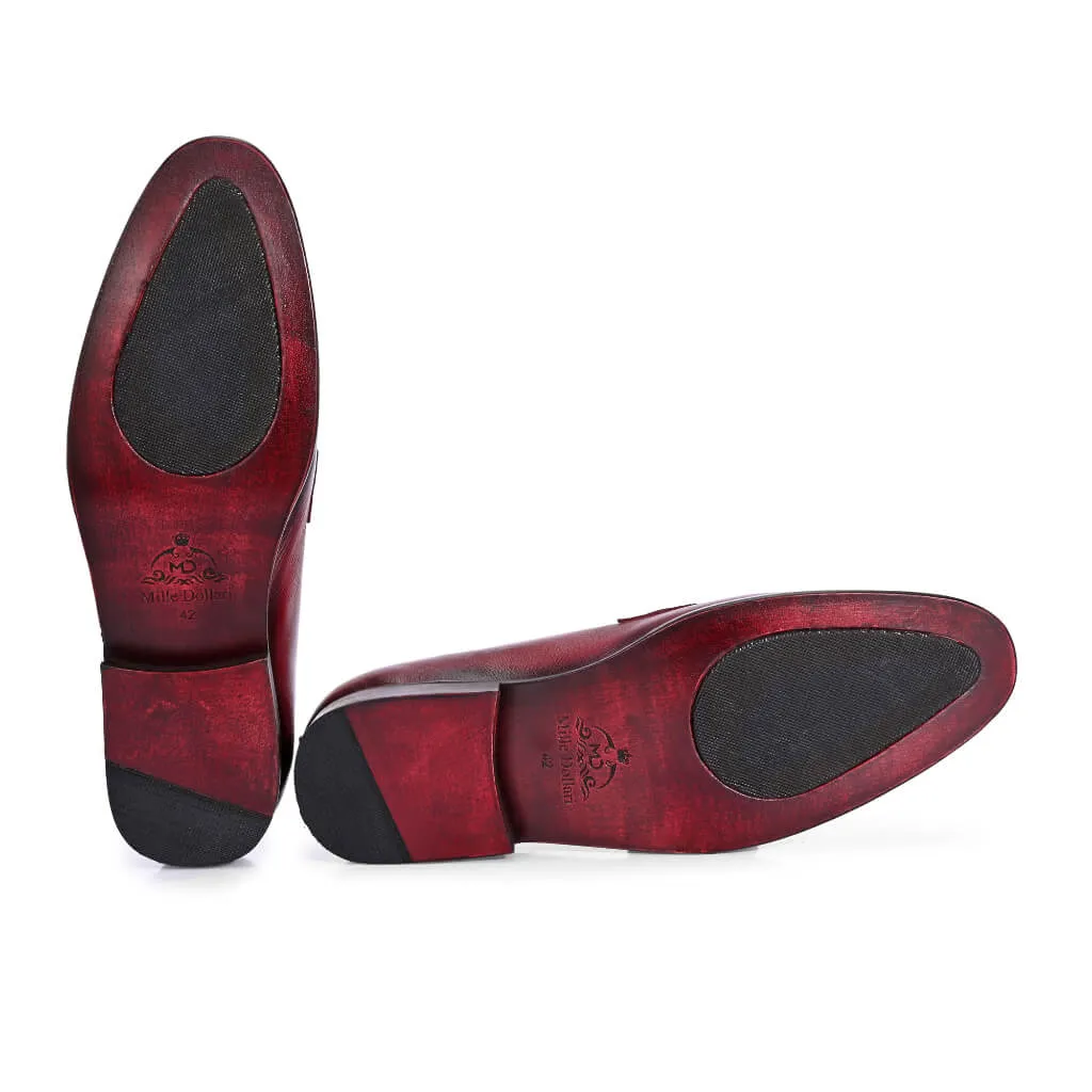 Luxora: Men’s Hand-Painted Leather Loafers with Gold Horsebit