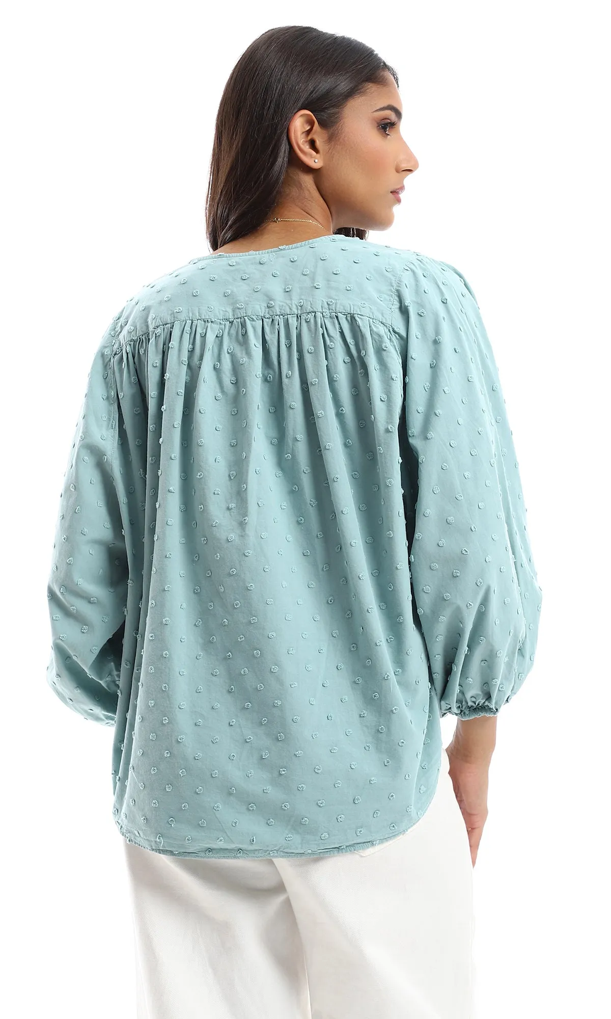 O157129 Dark Mint Stitched Relaxed Shirt
