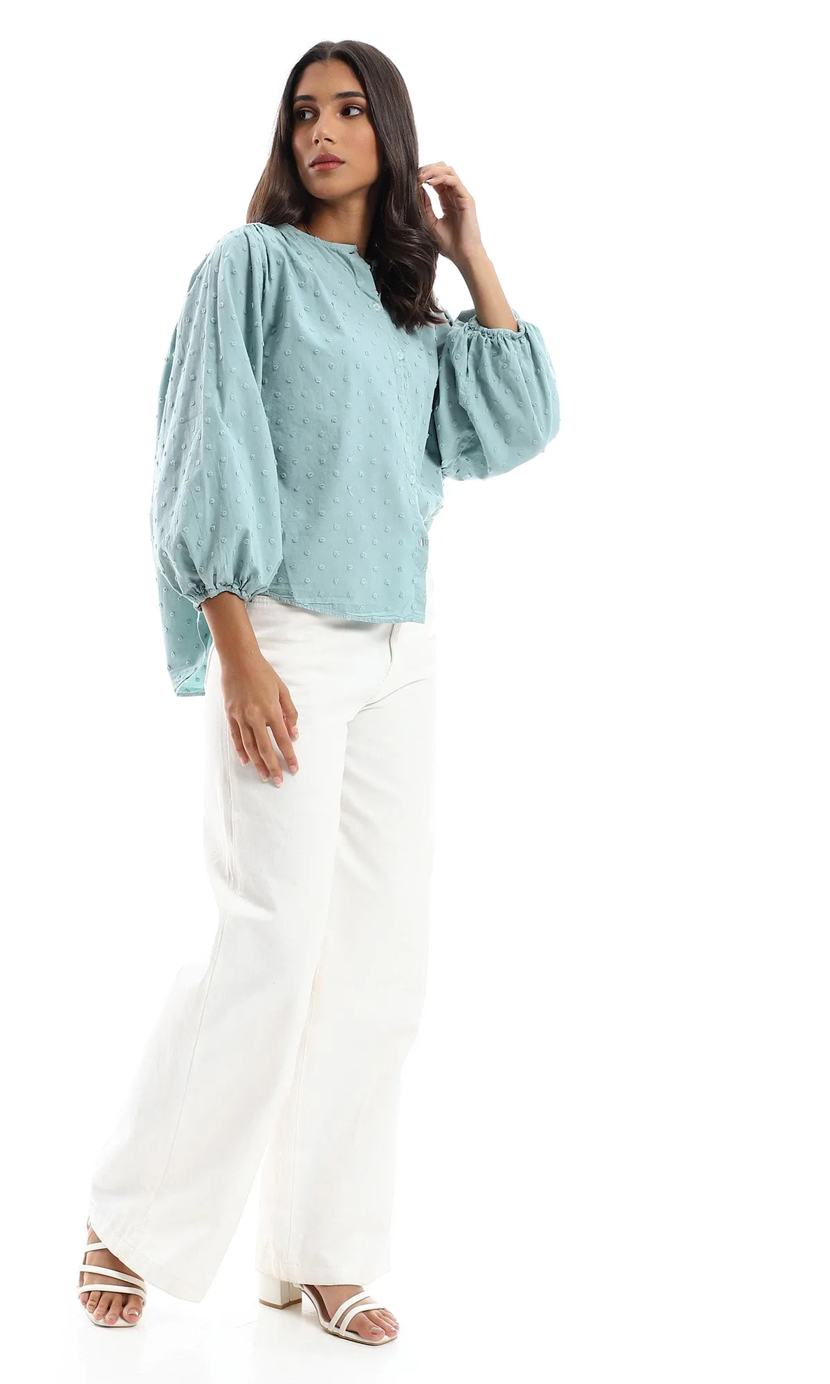 O157129 Dark Mint Stitched Relaxed Shirt