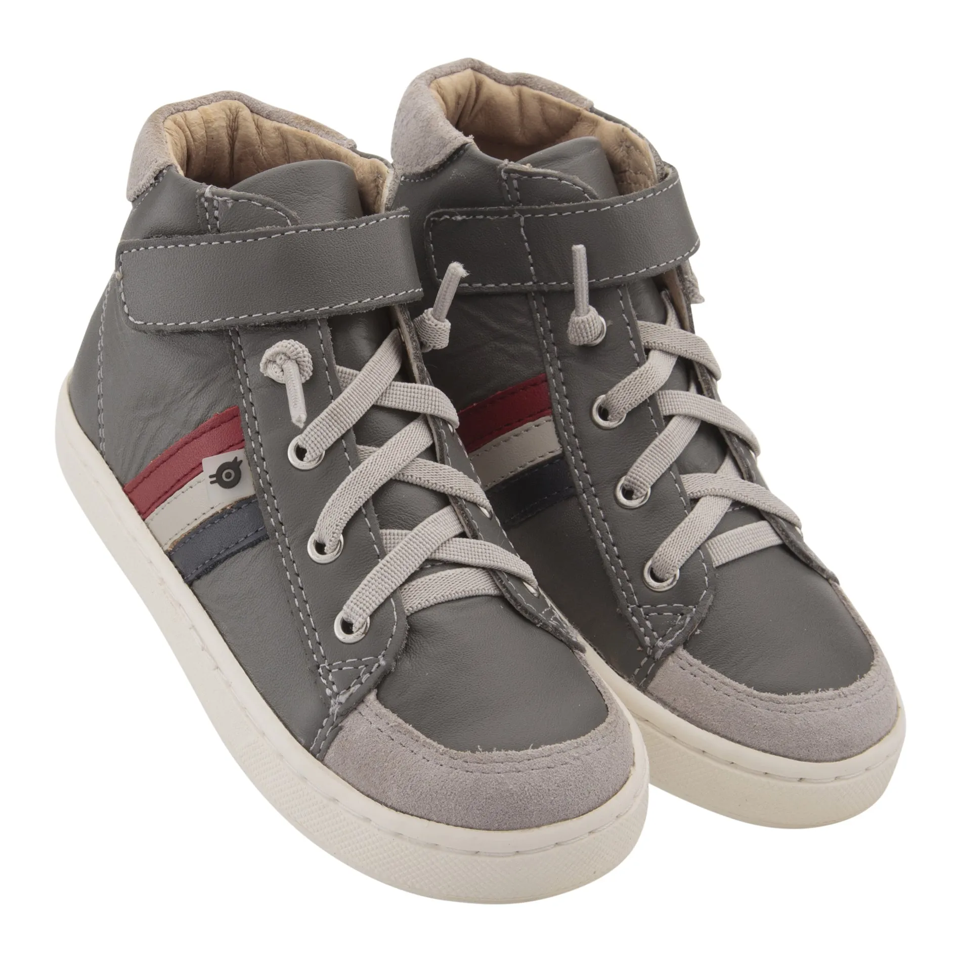 Old Soles Boy's & Girl's  Glambo High Top Leather Sneakers - Grey/Navy/Gris/Red