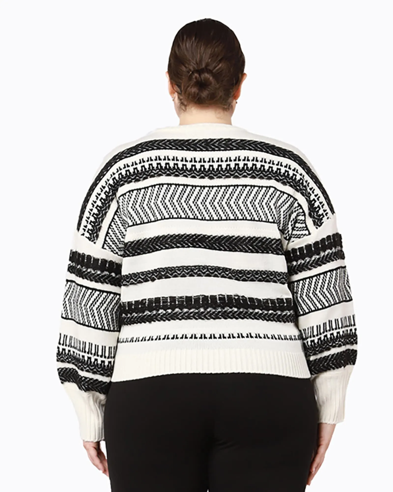 Peyton Fringe Knit Sweater | Ivory / Brown
