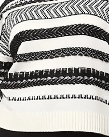 Peyton Fringe Knit Sweater | Ivory / Brown