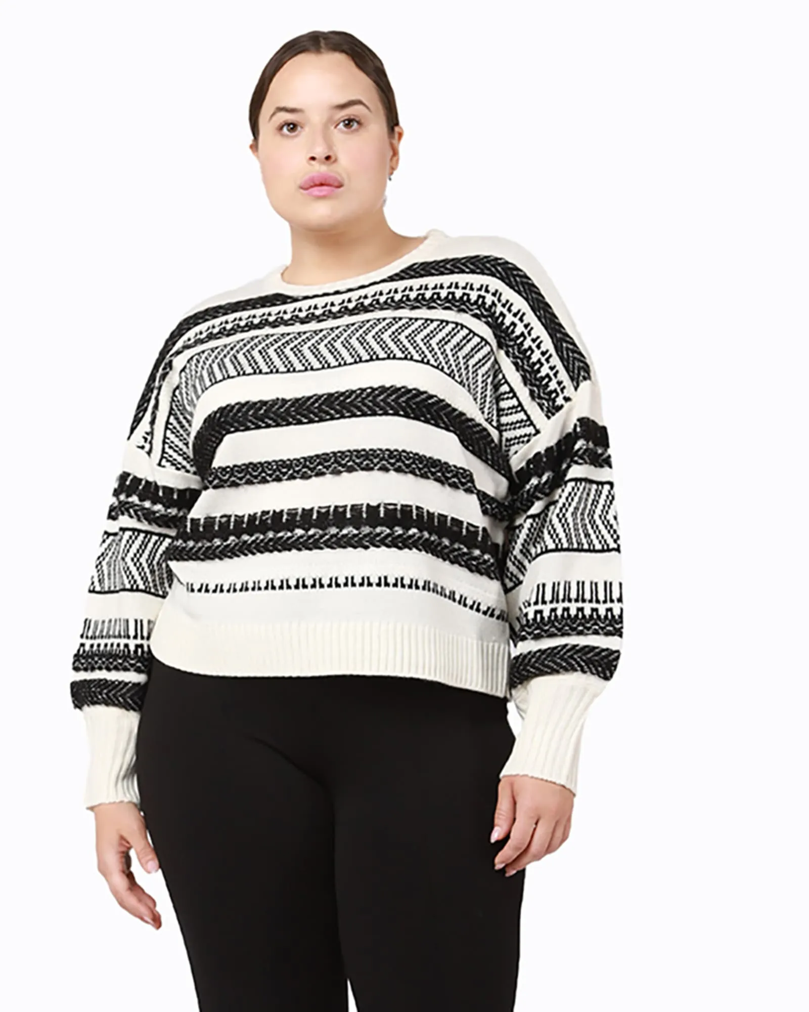 Peyton Fringe Knit Sweater | Ivory / Brown