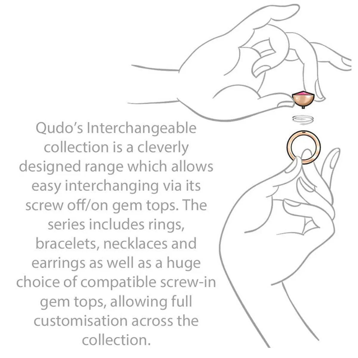 Qudo Bottone 10mm Gold Topper - Light Chrome