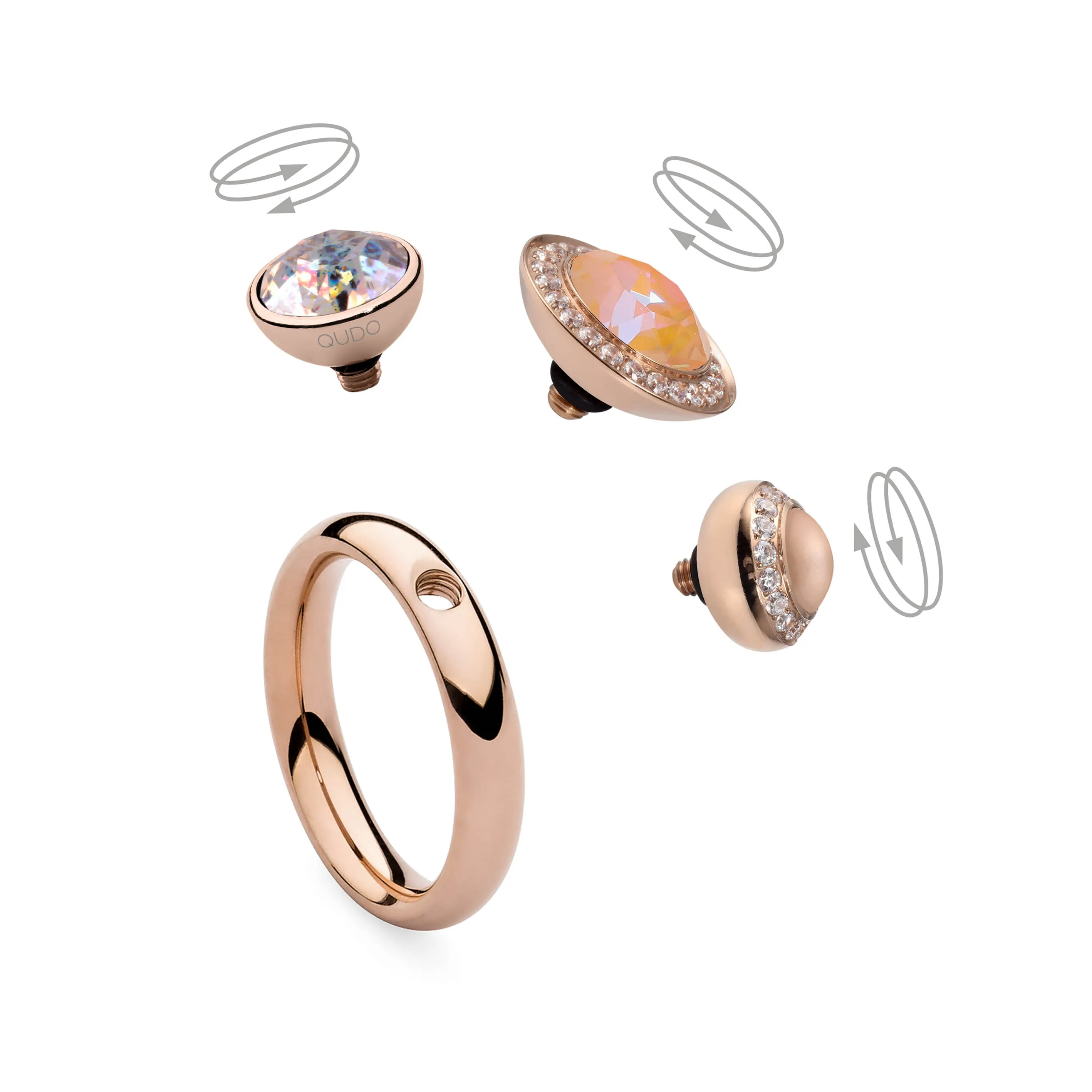 Qudo Tondo Deluxe 13mm Gold Topper - Light Colorado Topaz Shimmer