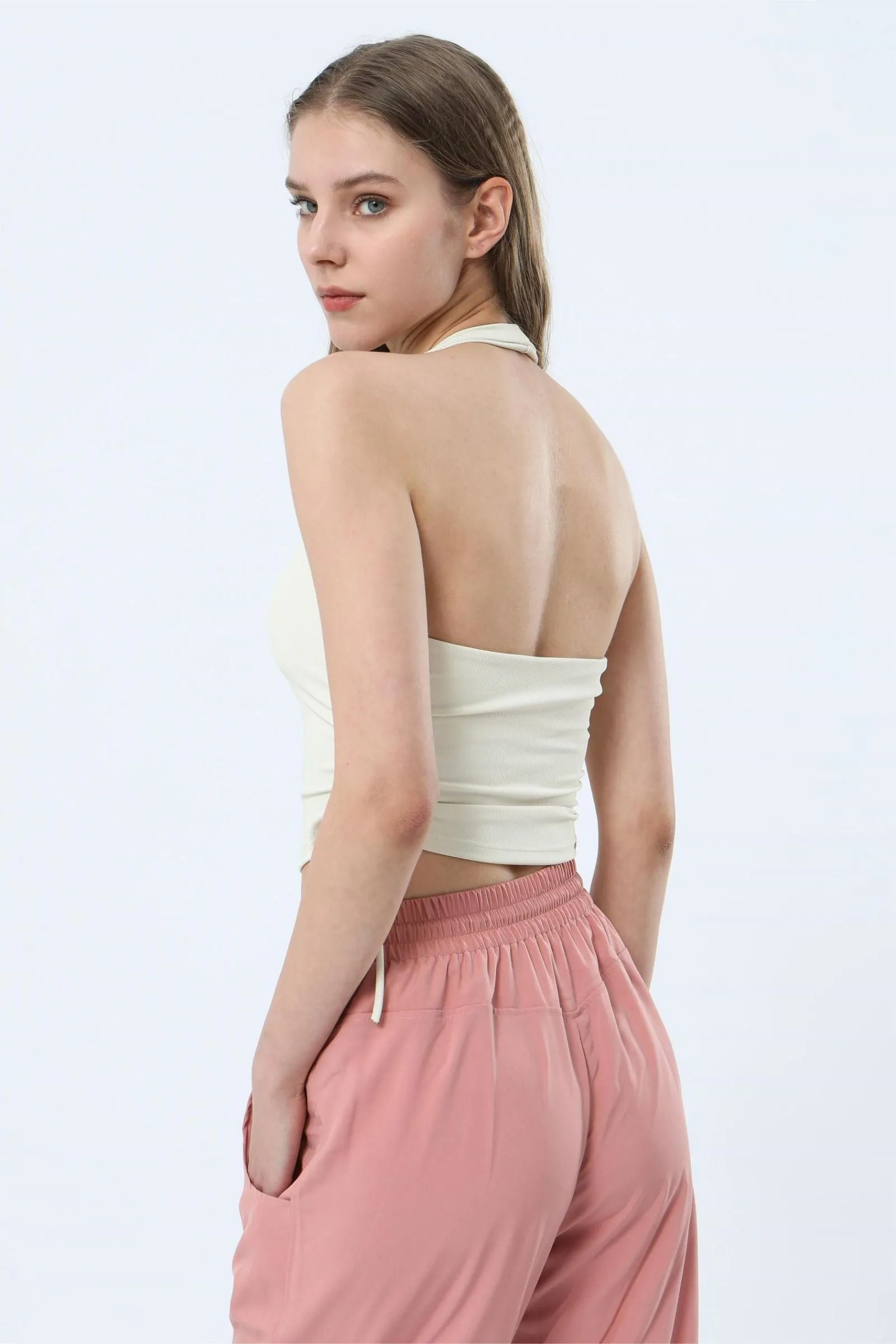 Ribbed Halter Neck Tank Tops