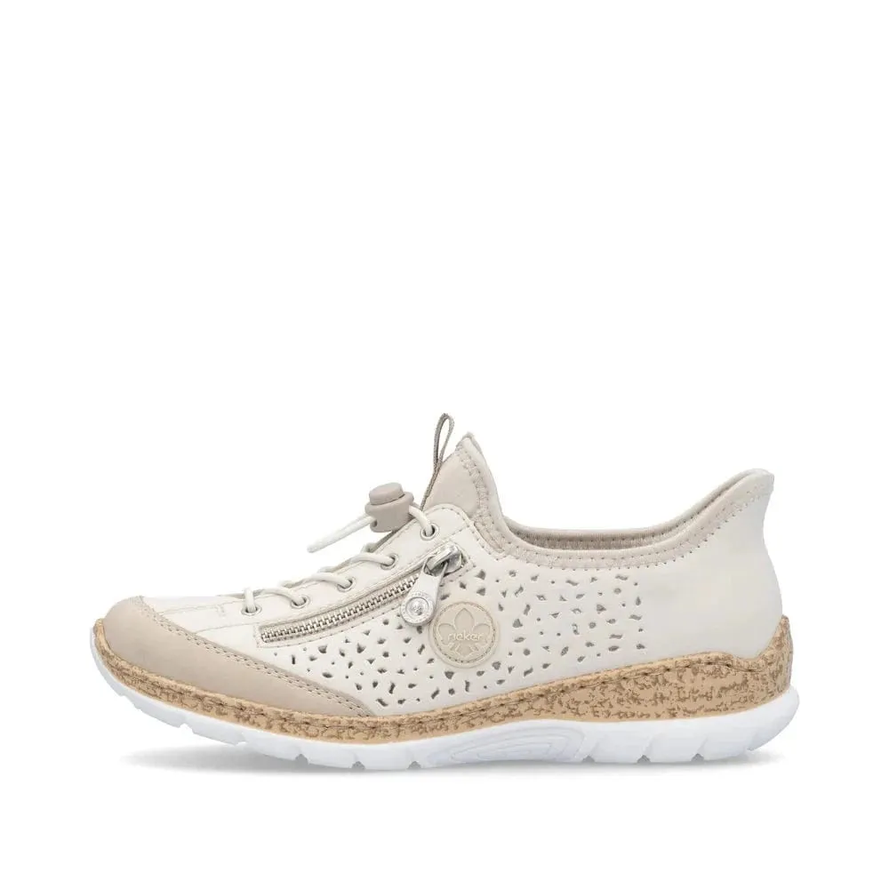 Rieker Women's Eikezip Perf Sneakers- Cream