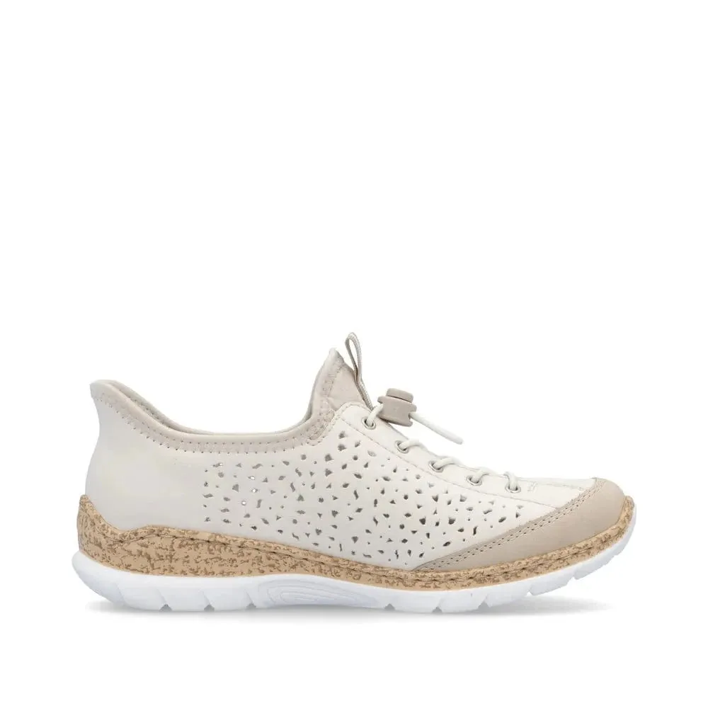 Rieker Women's Eikezip Perf Sneakers- Cream