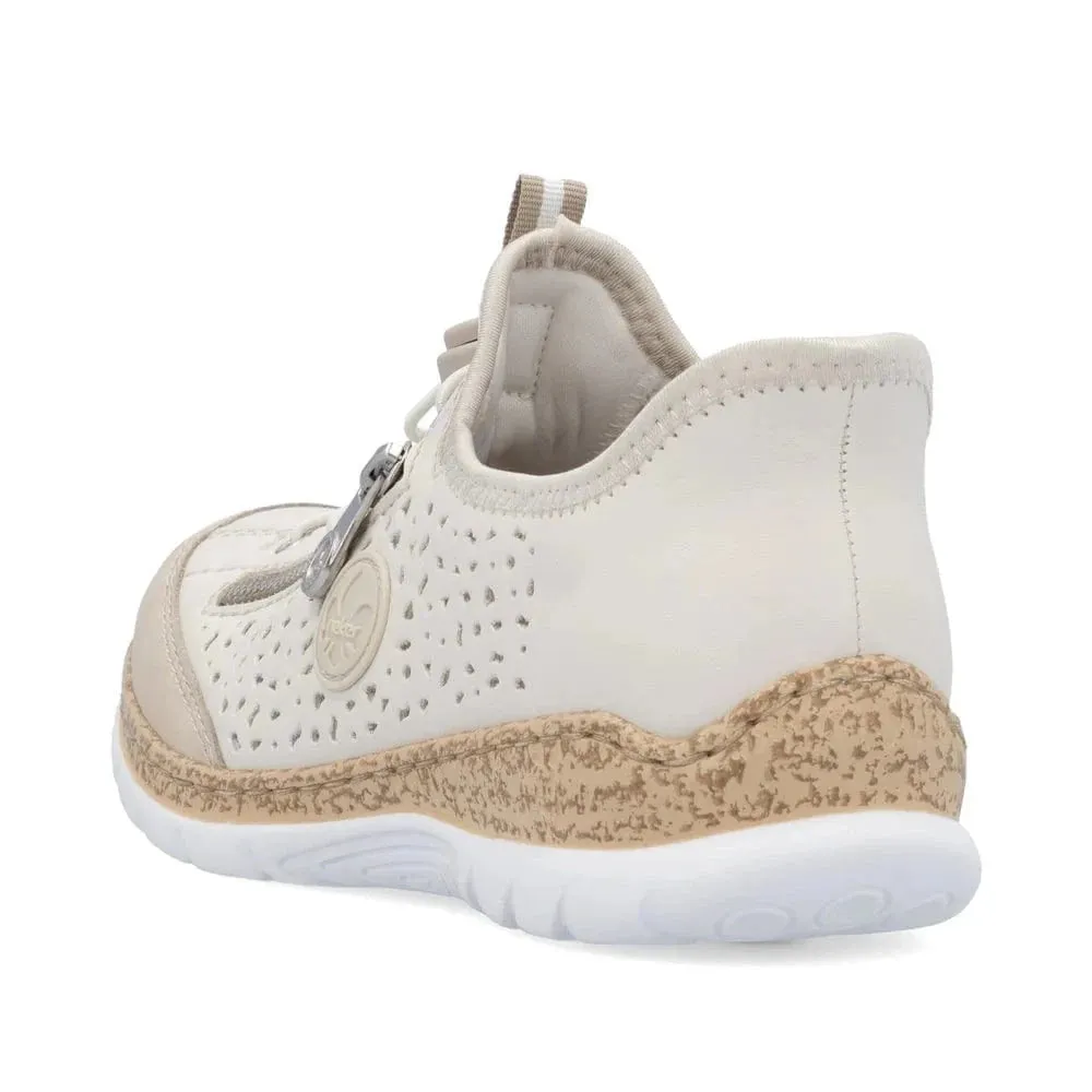Rieker Women's Eikezip Perf Sneakers- Cream