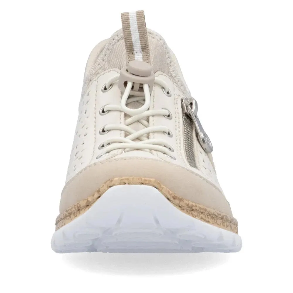 Rieker Women's Eikezip Perf Sneakers- Cream