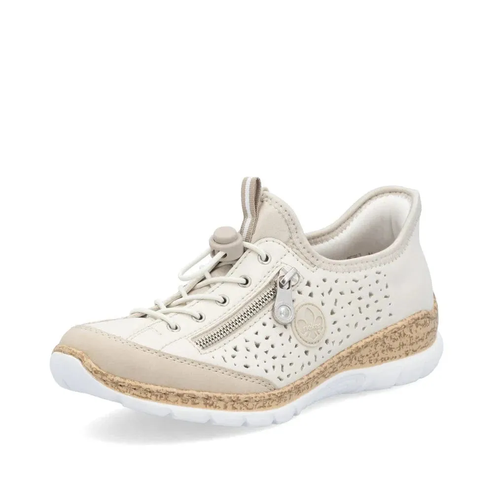 Rieker Women's Eikezip Perf Sneakers- Cream