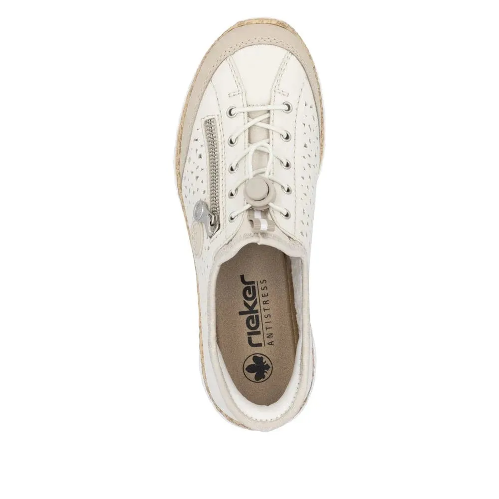 Rieker Women's Eikezip Perf Sneakers- Cream