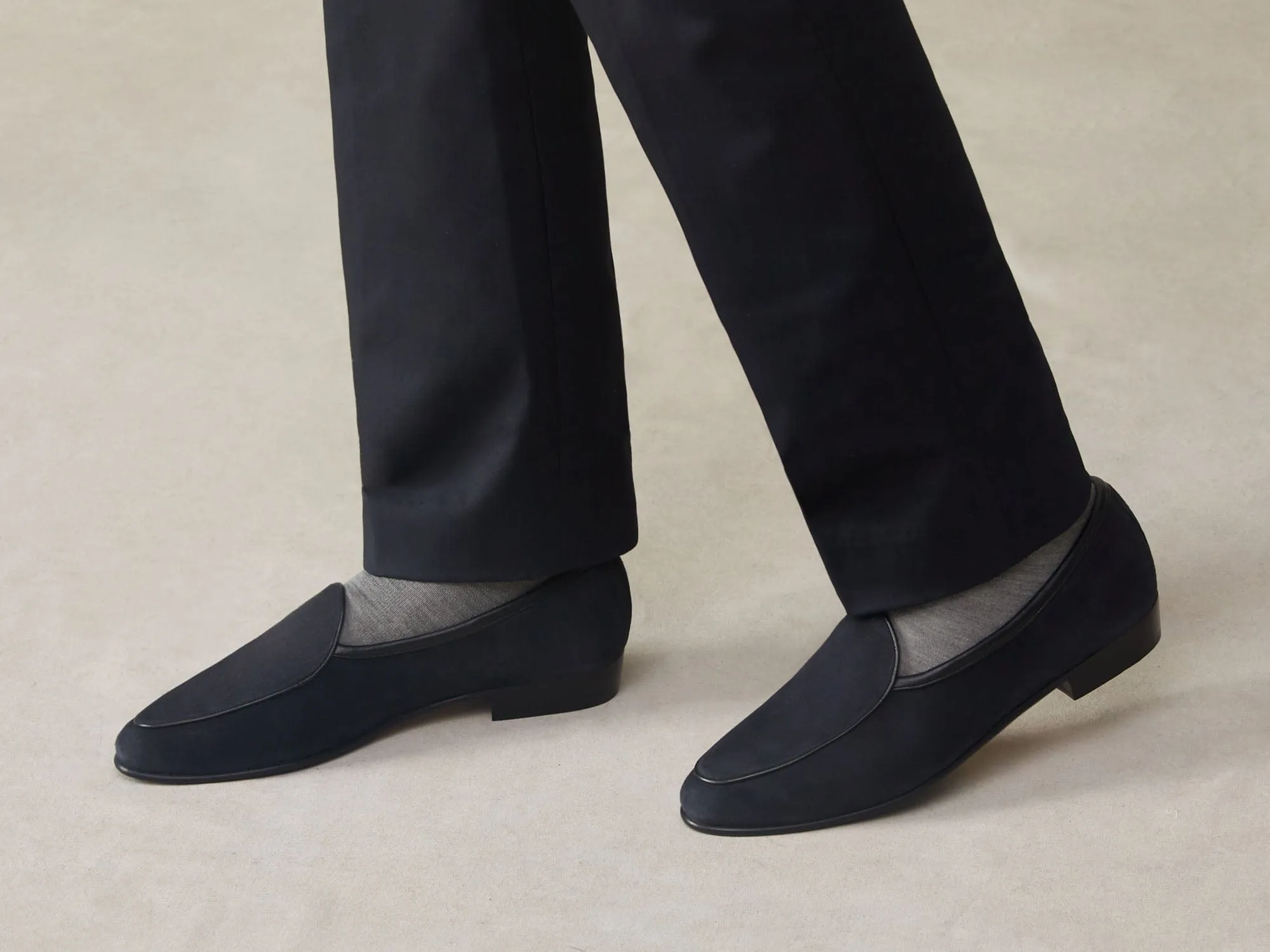 Sagan Classic Loafers in Midnight Navy Asteria Suede with Leather Sole