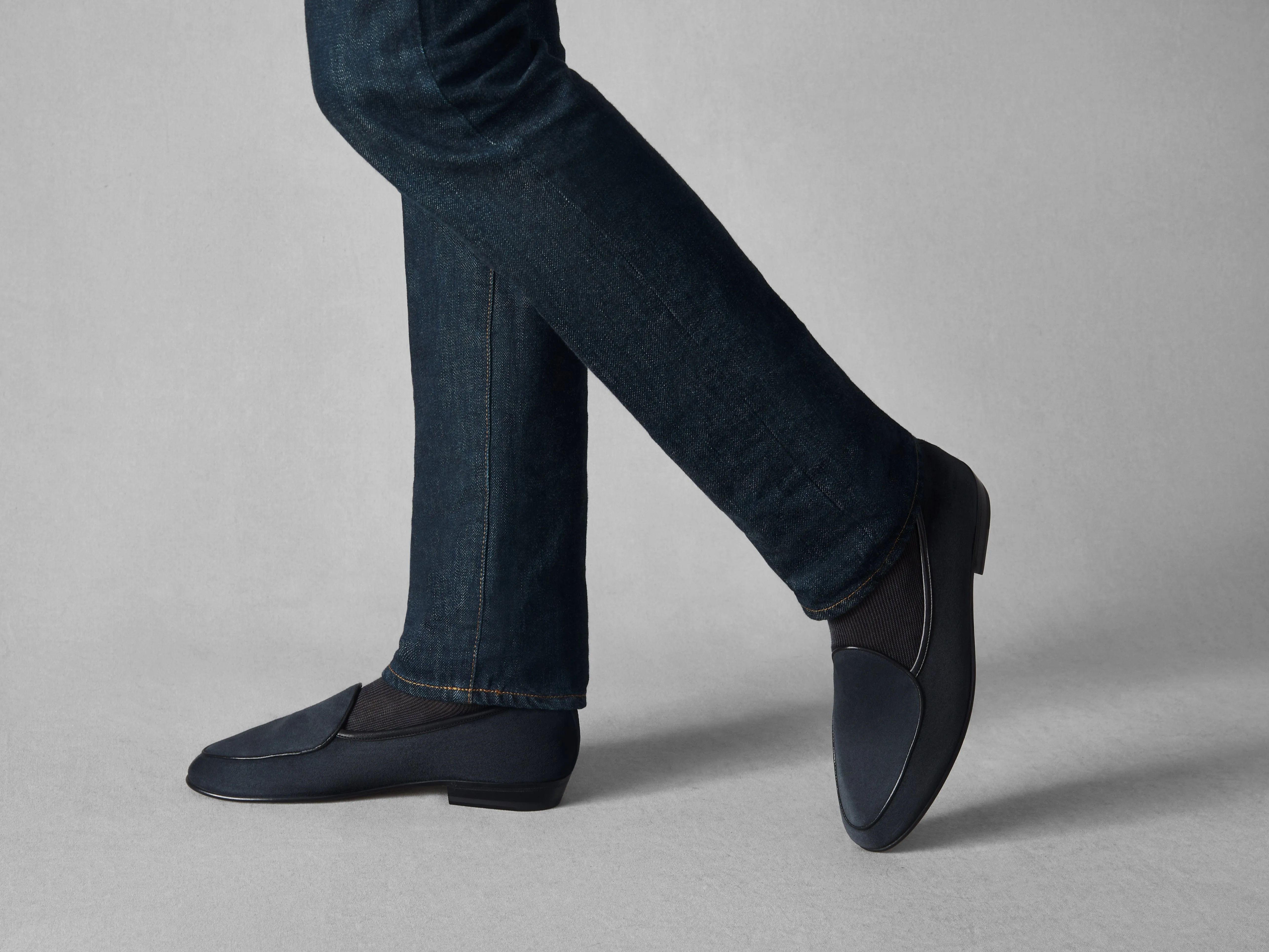 Sagan Classic Loafers in Midnight Navy Asteria Suede with Leather Sole