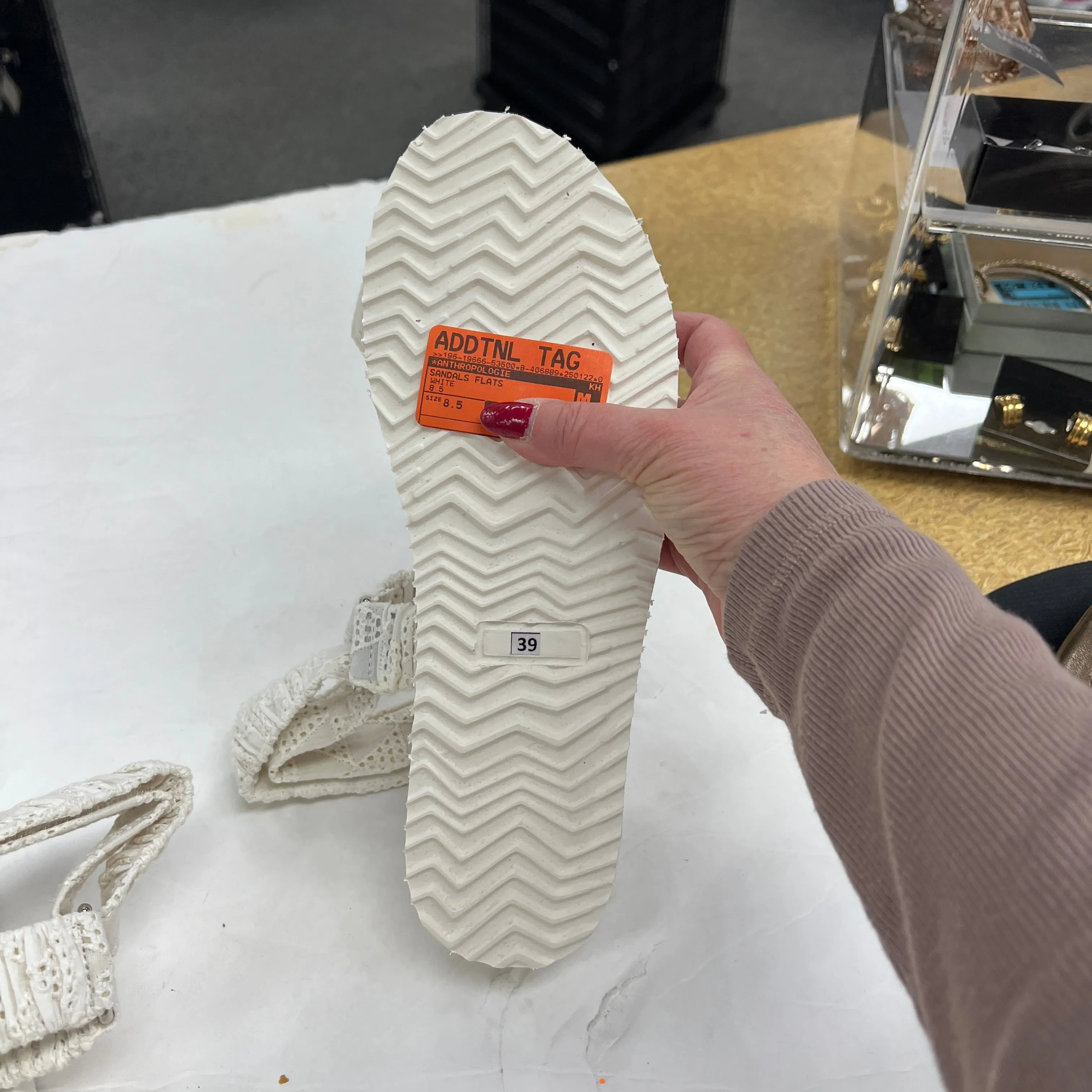 Sandals Flats By Anthropologie In White, Size:8.5