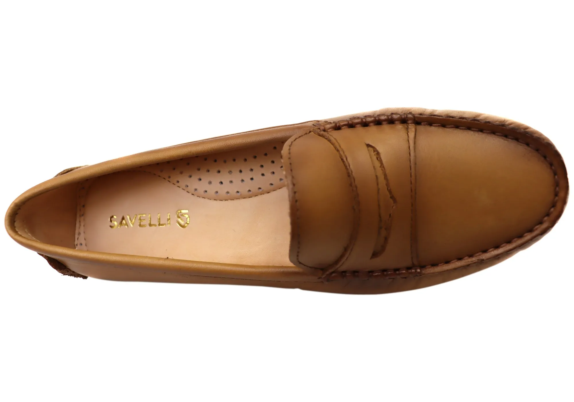 Savelli Stephanie Womens Comfort Leather Loafer Shoes Made In Brazil