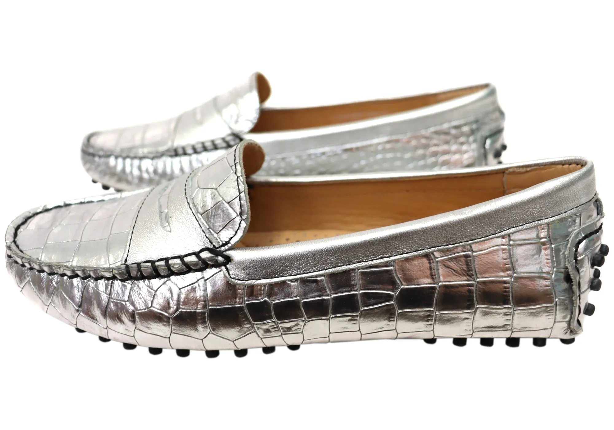 Savelli Stephanie Womens Comfort Leather Loafer Shoes Made In Brazil