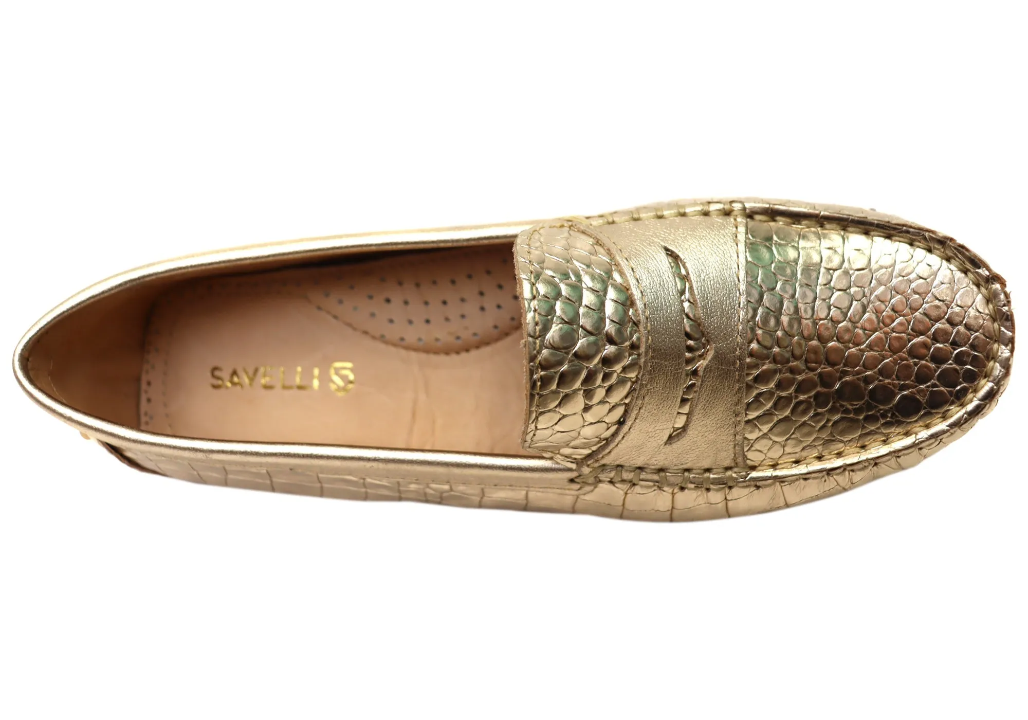 Savelli Stephanie Womens Comfort Leather Loafer Shoes Made In Brazil