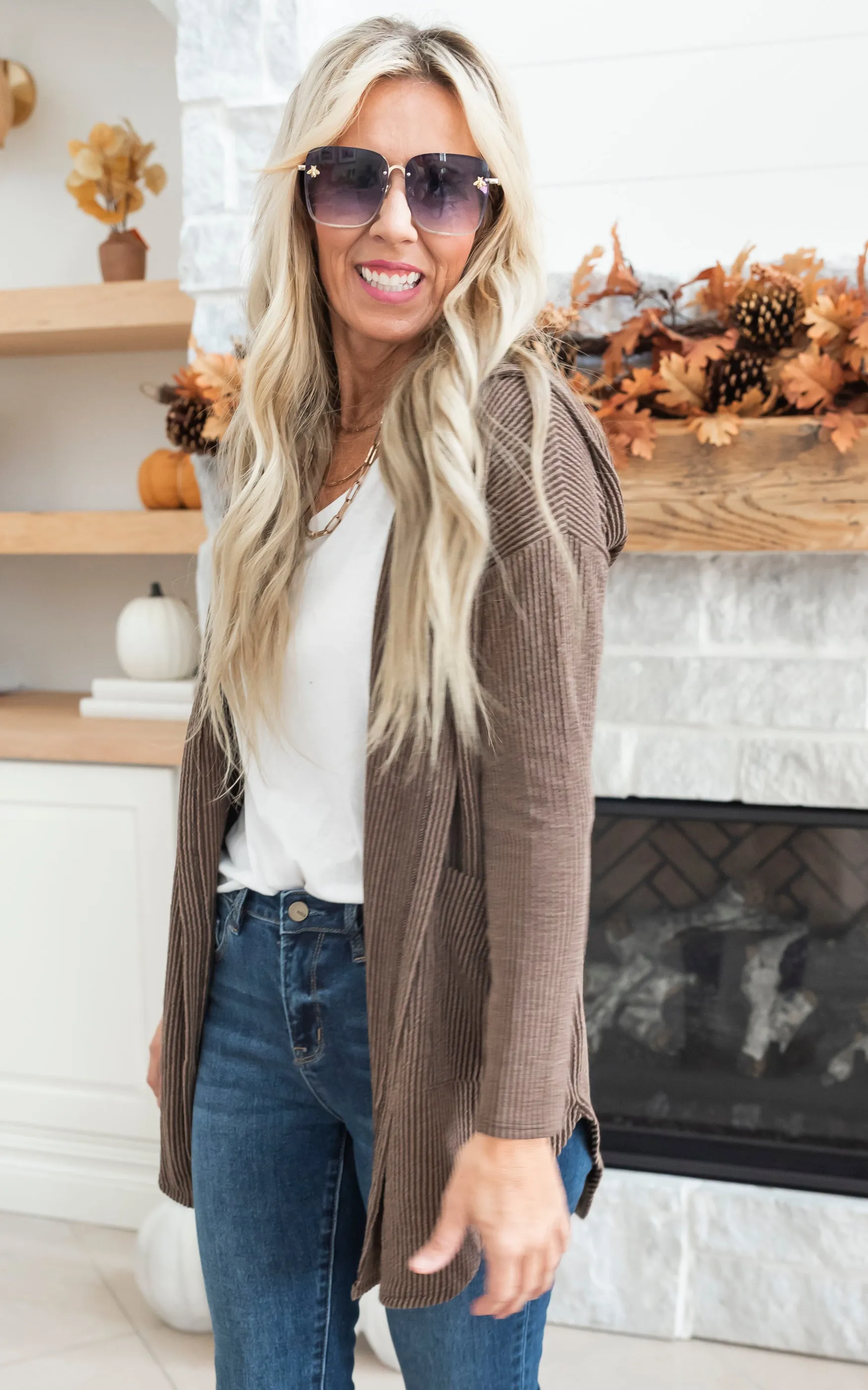 Solid Ribbed Hooded Cardigan - Final Sale