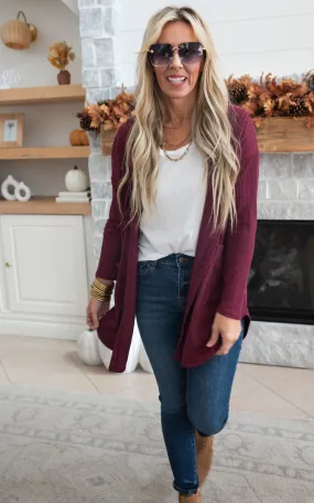 Solid Ribbed Hooded Cardigan - Final Sale