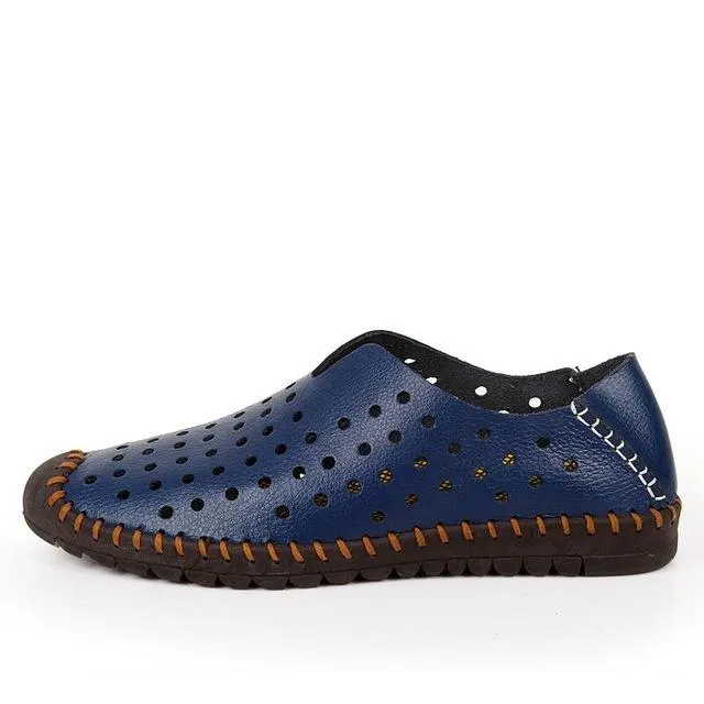 Summer Comfortable Split Leather Men's Casual Shoes Loafers