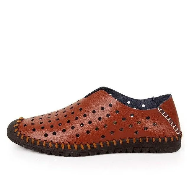 Summer Comfortable Split Leather Men's Casual Shoes Loafers