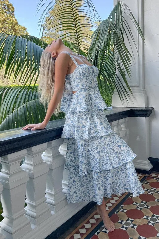 TIE UP TIERED SKIRT MAXI DRESS