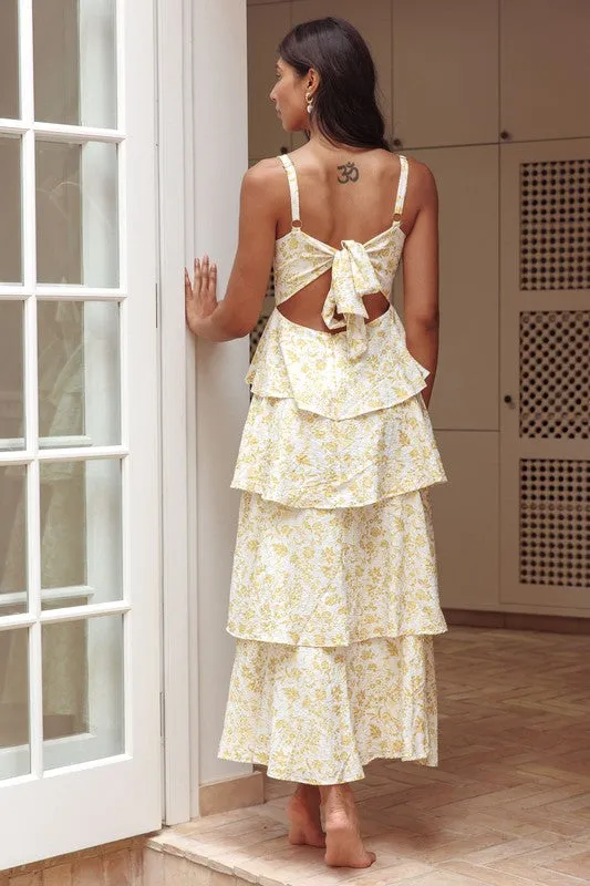 TIE UP TIERED SKIRT MAXI DRESS