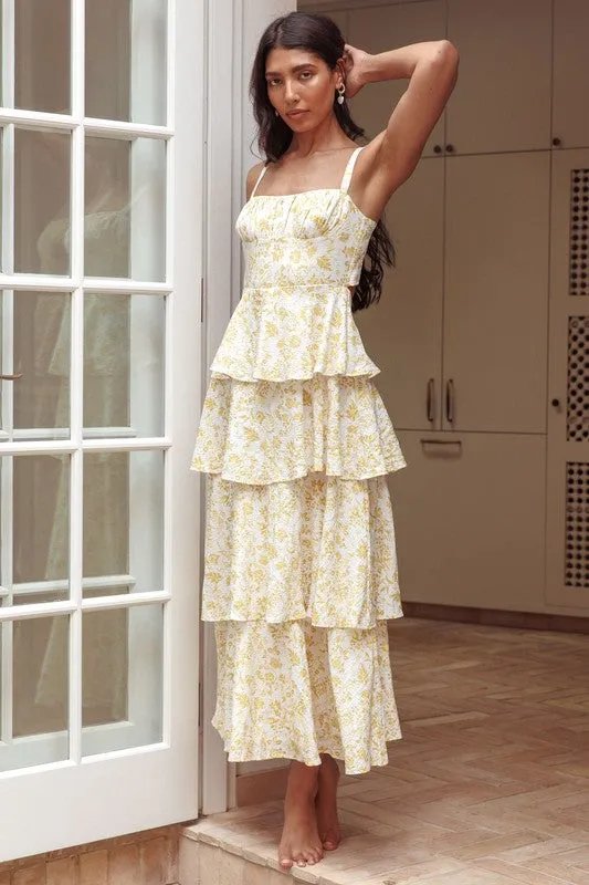 TIE UP TIERED SKIRT MAXI DRESS