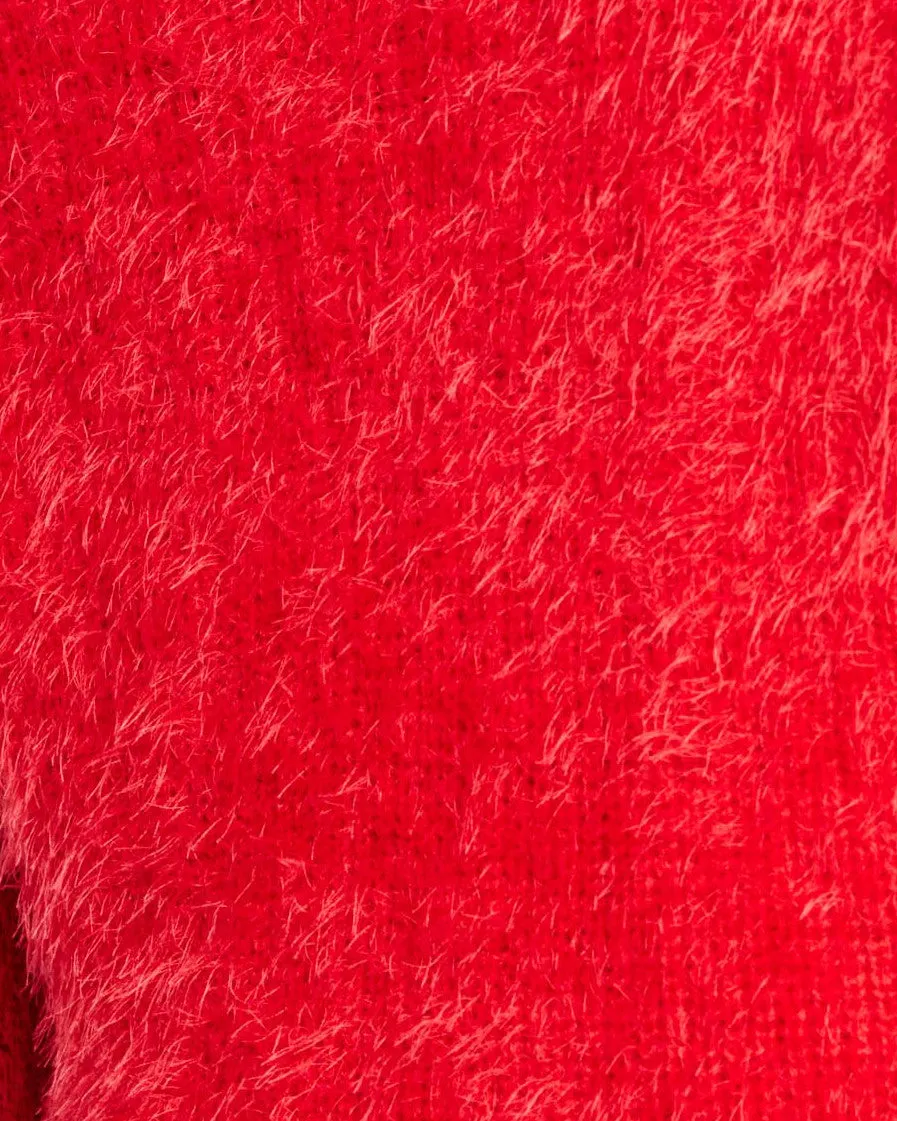 Viv Mock Neck Faux Fur Sweater | High Risk Red