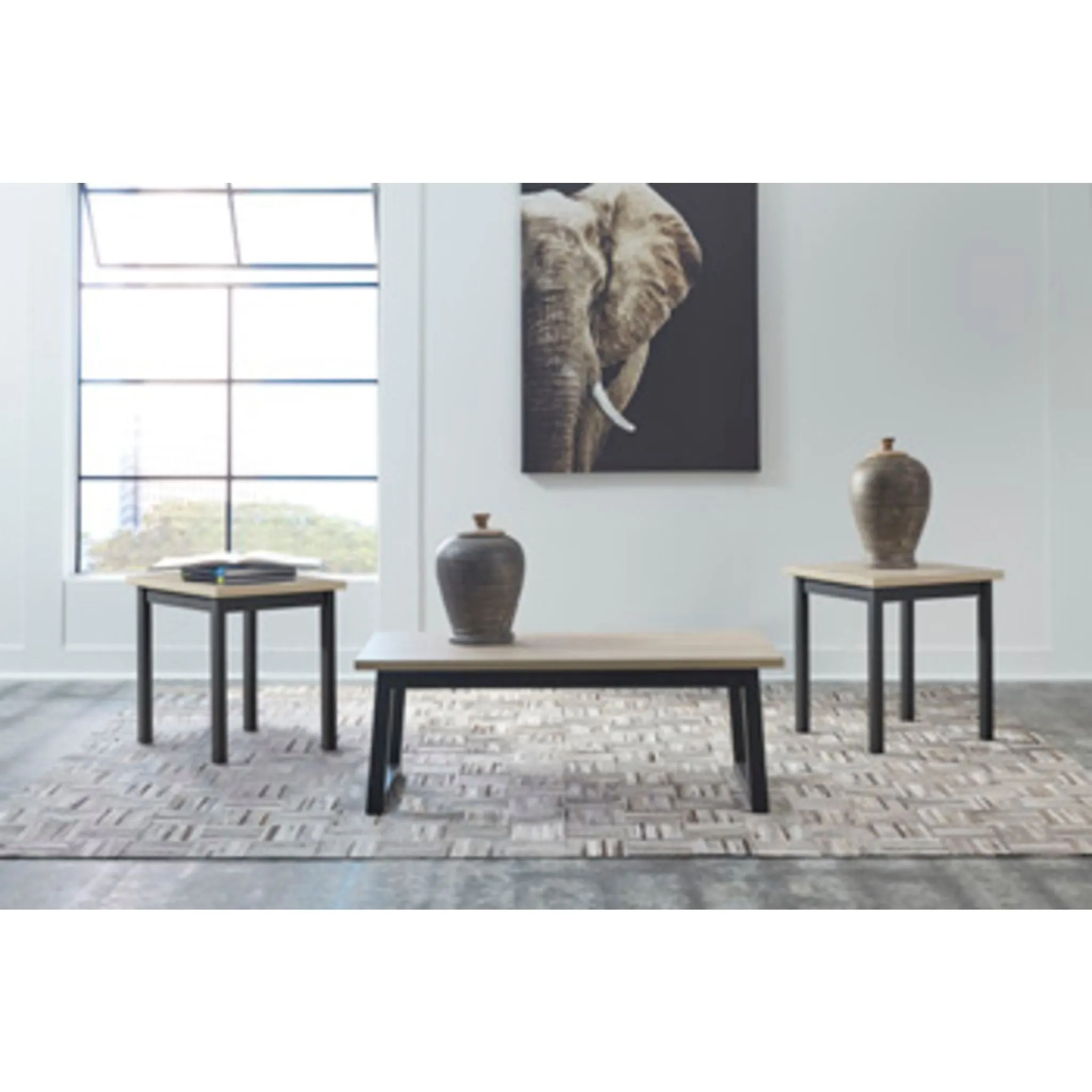 Waylowe 3 Pack Tables - Natural/Black