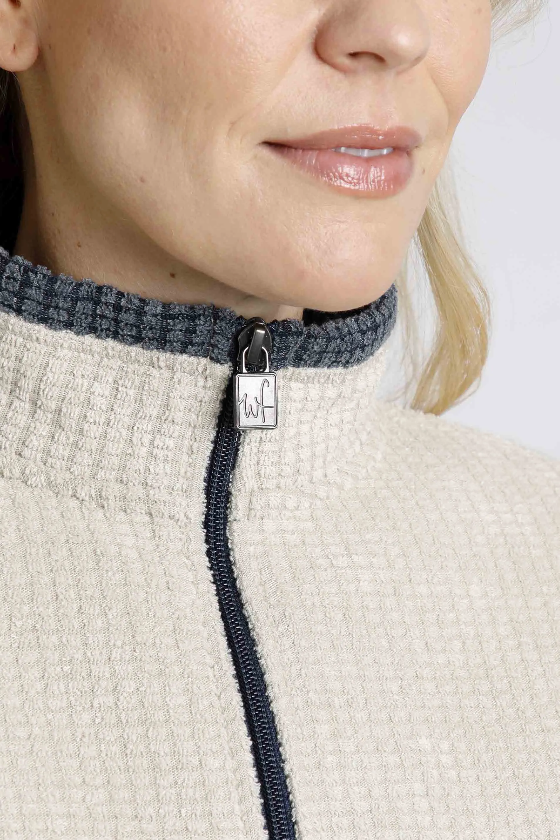 Weird Fish Ariana Grid Fleece-Ecru