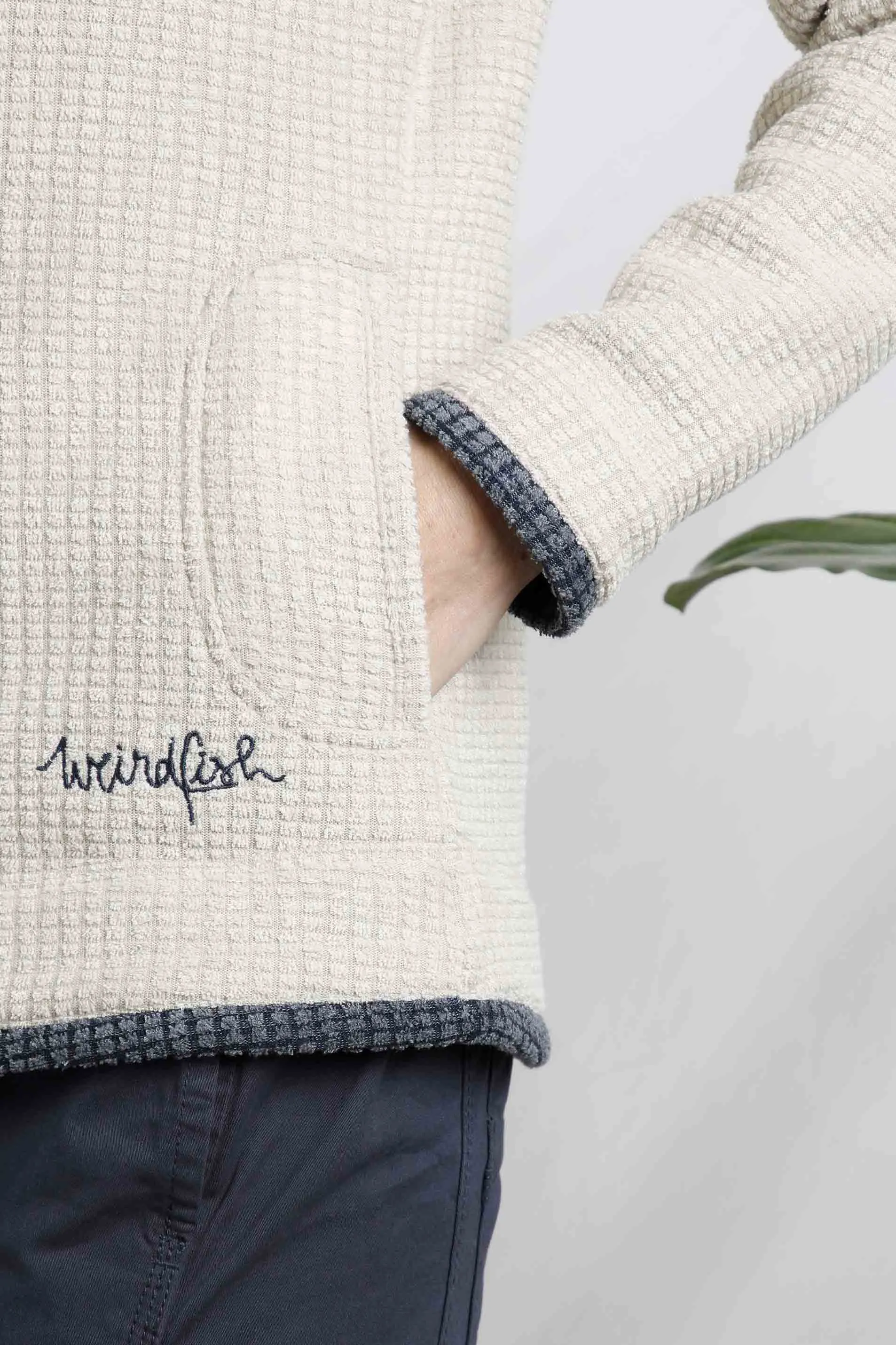 Weird Fish Ariana Grid Fleece-Ecru
